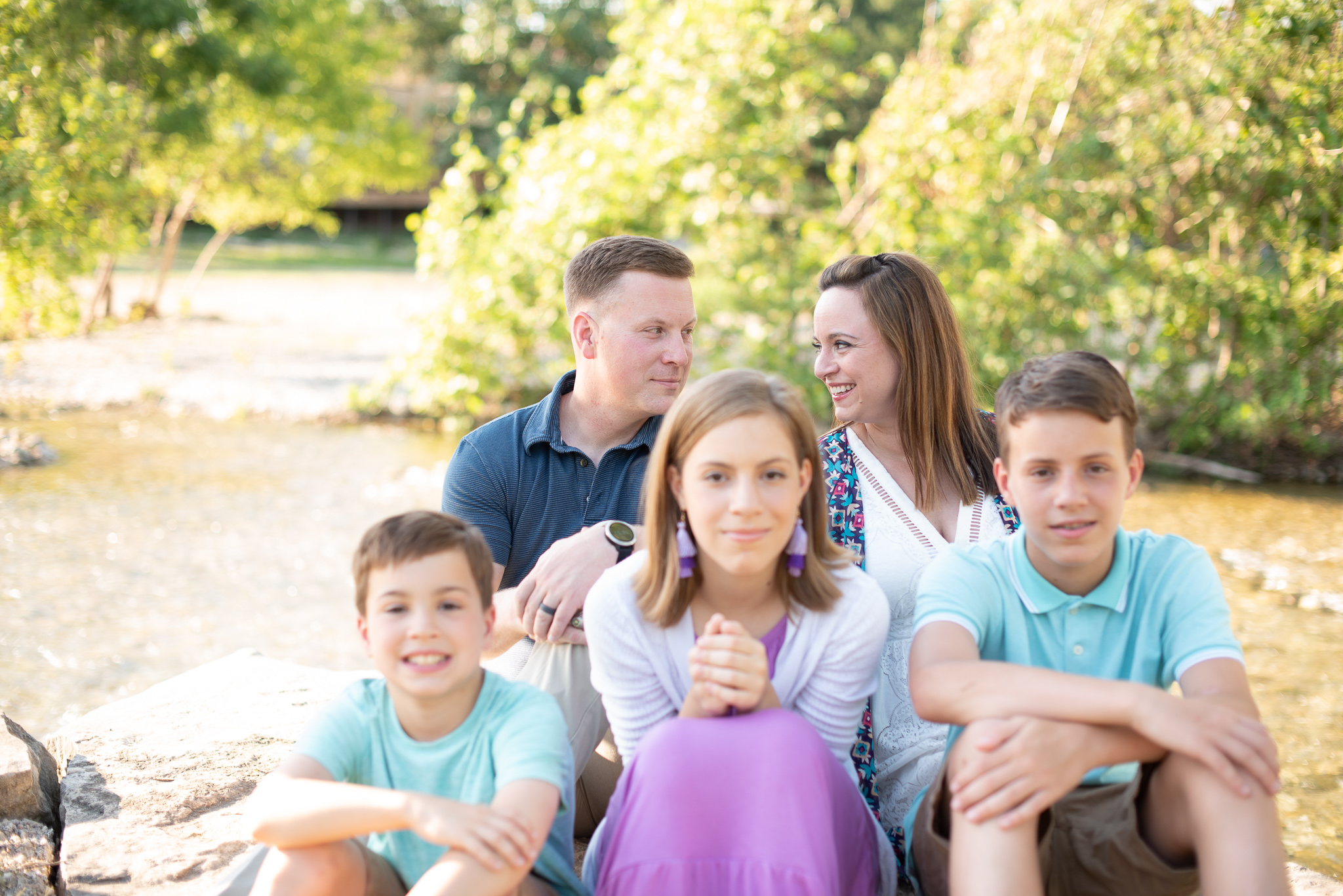 sweet family session at the Salado Creek in Texas.